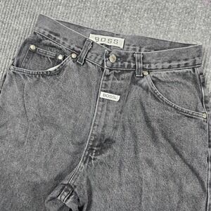 VTG Boss Jeans Mens 30x30 Black Straight Leg Charcoal Wash Denim Pants USA 28x31